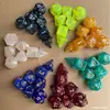 Set de 7 Piezas Dados Bicolor Poliédricos Juego de Mesa Set Cielo Estrellado Brillante Juego de Mesa Juego de Cartas Combinación Transfronteriza de Dados