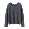 Suéter de Cachemira para Mujer 100% Cachemira Pura Otoño e Invierno Cuello Redondo Holgado Jersey con Parte Inferior Tejida Suéter de Manga Larga