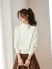 Suéter Gola Alta Estiloso em Tricô de Ponto Torcido para Mulheres, Novo Pulôver Solto de Inverno, Camisa Base de Tricô Vermelha, Top Casual