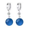 Pendientes de ágata natural negra, azul, roja, amarilla, blanca y verde para mujer, pendientes de calcedonia, pendientes de plata 925 chapados en gema, venta al por mayor