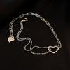 Pulsera Doble Capa de Plata S925 Jufeng, Nueva Pulsera Sencilla con Forma de Corazón Hueco, Pulsera de Personalidad y Temperamento a la Moda