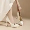 107-2 Salto Alto Fino Bico Fino Sexy para Mulheres Outono 2025 Novo Plataforma Impermeável Sapatos Não Cansativos para Mulheres