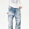 Jeans Retro Americanos con Estampado de Letras para Hombre, Marca de Tendencia de Nicho Nuevo para Primavera y Otoño, Pantalones Largos Rectos Sueltos Elegantes