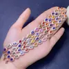 Pulsera de Zafiro de Color Natural Puro, Cristal Súper Rosa, Piedra Transparente de Grado 5A Tamaño 4*6mm, Plata 925 Incrustada de Precisión