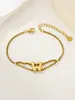 Nuevo Anillo de Acero Inoxidable al por Mayor Transfronterizo 26 Letras Inglesas Anillo de Doble Capa Pulsera Chapada en Oro