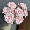 Ventas Directas de Fábrica Flores Artificiales Transfronterizas Decoración de Bodas Exhibición Floral Rosa Diamante de 9 Cabezas Material de Seda Flor al por Mayor