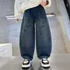Pantalones para Niños Estilo Primavera y Otoño 2026 Nuevo Estilo Estilo Urbano Niños Grandes Otoño Ropa de Otoño para Niños Jeans Curvos Rascalescos Geniales