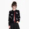 [Fio Cardado Lavado] Cardigan de Tricô Manga Longa para Cachorro Top Moda Novo Slim Curto Suéteres para Mulheres
