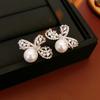 Pendientes de plata con circonitas y perlas redondas, estilo moderno, asimétricos, elegantes, de alta gama y sencillos para mujer.