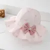 Chapéu de Pescador com Laço Estilo Coreano para Meninas de 3 a 8 Anos Chapéu de Sol Fashion Doce de Princesa Chapéu Balde Dobrável Primavera