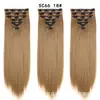 Atacado 22 polegadas 130g Conjunto de 7 peças Fibra Sintética Clip-in Apliques de Cabelo Peças de Cabelo Cabelo Liso Peças para Cobrir o Cabelo