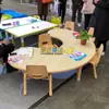 Mesa Luna de Jardín de Infancia Mesas y Sillas para Niños Clase de Capacitación de Educación Temprana Aprendizaje Mesa Curva en Forma de Media Luna Elevable Juego Pintura