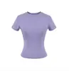 25 Nuevo de Verano para Mujer Estilo Spice Girls Color Sólido Mismo Estilo que Kardashian Cuello Redondo Ajustado Camiseta Base Corta Camiseta Básica de Manga Corta