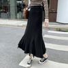 Falda de Punto para Mujer Otoño e Invierno 2025 Nueva Elegante Slim Midi Plisada A-Line Falda Borla Lana Falda de Invierno