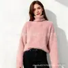 Suéter de Gola Alta para Mulheres Design Outono e Inverno 2026, Camada Interna Quente de Veludo Sintético Minky Macio, Camisa Base, Top Tendência