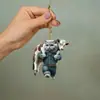 Transfronterizo 2025 Nuevo Colgante Plano Gato de Coche con Vaca Acrílico Árbol de Navidad Adorno para Bolsa