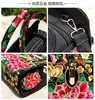 Estilo étnico bordado portátil bandolera doble uso bolsa tambor lona bordada bolsa floral viaje hombro portátil bolsa para mujer