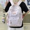 Mochila linda de niña con estrellas estampadas por todas partes, adecuada para estudiantes de secundaria y preparatoria, elegante y ligera