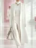 Abrigo de lana personalizado para mujer, estilo europeo y americano, otoño/invierno 2026, color liso, con cintas, prenda exterior de lana de longitud media