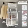Organizador de armazenamento de bolsas, suporte de bolsa para pendurar, prateleira de armazenamento em malha, cabideiro de porta para armário, expositor de bonecas, economia de espaço