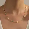 Moda Cruzada Europeia e Americana Estilosa Pétala Metal Plissada Flor Pingente Ajustável Colar Feminino Corrente da Clavícula