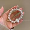 Luar Branco ~ Pulseira Pérola Corda de Cabelo Meninas High Sense Tie Cabelo Rubber Band elegante elegante Hair Rope ins