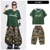 Pantalones Camuflados de Hip Hop Street Dance para Niños Conjunto de Baile de Manga Corta para Niño Tamborilero Disfraz de Chica Genial de Jazz