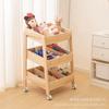 Estantería de Almacenamiento Móvil de Madera Maciza para Sala de Estar del Hogar Estantería de Almacenamiento con Compartimentos para Adornos de Juguetes de Madera Estantería de Almacenamiento Multifuncional