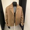 Explosões de Comércio Exterior 2025 Primavera e Outono Jaqueta Masculina Solta Fashionável Gola de Terno de Alta Qualidade Jaqueta Falsa de Duas Peças para Homens