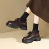 Mocasines de Plataforma de Moda para Mujer Otoño/Invierno 2026 Nuevos Versátiles Estilo Retro Británico Punta Redonda Aumentan la Altura Zapatos Pequeños de Piel