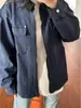 Chaqueta Detroit Azul Marino Americana para Hombre Otoño Vintage Lona Pesada Chaqueta de Trabajo Estilo Corto