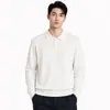 Camisa polo de tricô masculina com gola, estilo Old Money, toque de luxo leve europeu e americano, novo suéter de manga comprida para primavera e outono para homens