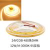 Tira de Luz Cob 12V 24V 320 Luces 480 Luces 5mm 95 Cri Canal de Aluminio Lineal Autoadhesivo Tira de Luz Flexible