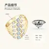 Nuevo Anillo de Imitación de Moissanita de Amazon Anillo de Compromiso de Diamante con Cruz Europea y Americana Anillo de Moda de Tres Capas Anillo para el Dedo Índice Venta al por Mayor
