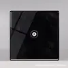 Painel de interruptor de vidro temperado preto com botão de alavanca de personalidade e luz LED, conjunto de tomada de parede embutida tipo 86
