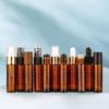 Té botella de rodillo con cuentas a prueba de luz oscura botella de emulsión cosmética 10 ml portátil tapa con grano de madera botella con gotero muestra de prueba botella vacía