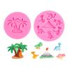 Praia Coqueiro Cartoon Dinossauro Set Decoração Bolo Flip Açúcar Silicone Molde DIY Panificação Suprimentos