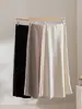 Estiloso e elegante! Saia curta branca pesada, macia como seda, para mulheres, cetim importado, cintura alta, modeladora, saia longa estilo sereia de comprimento médio