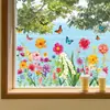 Adesivos de Janela de Vidro Florais Transfronteiriços, Decalques de Janela Decorativos Estilo Boêmio de Fixação Eletrostática, Adesivos para Porta de Vidro com Arranjo de Cena