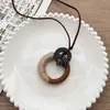 Novo Colar Longo Circular Inspirado em Zen Estilo Chinês para Mulheres, Corrente de Suéter Camada Estilo Étnico Vintage, Novo Acessório Boêmio