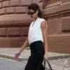 Camisa de Satén sin Mangas de Color Sólido Europea y Americana Transfronteriza para Mujer Verano 2026 Nuevo Cuello en V Casual Elegante Versátil