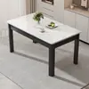 Mesa de jantar em pedra sinterizada italiana com conjunto de mesa e cadeiras de jantar em imitação de madeira maciça, mesa de jantar retangular moderna minimalista para apartamento pequeno