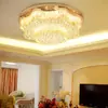 Lâmpada redonda de cristal atmosférica simples moderna para sala de estar lâmpada de teto LED S dourada controle remoto Hall lamps para restaurante europeu