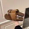 Chanclas Francesas 2026 Verano Tira Única Cubierta para Dedos Transpirables Planas Persona Perezosa Vacaciones Ropa de Exterior Sandalias Romanas Semi-abiertas