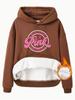 Suéter con capucha y forro polar para mujer, estilo independiente de eBay, para otoño e invierno, disponible en stock, color rosa, informal, combinable, de manga larga para mujer.