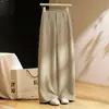 Calça Wide Leg de Cintura Alta Estilo Coreano Feminina 2026 Nova Solta Emagrecedora Para o Trabalho Casual Perna Reta Longa Outono Respirável Versátil