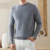 Suéter de Caxemira de Montanha 100% de Alta Qualidade de Luxo Leve Masculino Gola Redonda Cor Sólida Suéter Pulôver Masculino Suéter Tricotado Básico Top de Lã