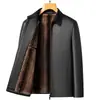 Chaqueta de Piel de Oveja para Hombre Haining con Cuello Solapa, Abrigo Casual de Negocios para Otoño e Invierno, Atuendo para Papá de Mediana Edad, Forro Polar para Calidez