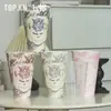Papel de Envoltura para Ramo de Flores de Papel con Forma de Taza de Helado y Té con Leche Estilo Retro Francés Shangjin Suministros para Tienda de Flores Florales DIY