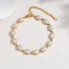 Comercio Exterior Acero Inoxidable Francés Retro Corazón Perla Falsa Pulsera Nicho Dulce Geométrico Gota de Agua Acero de Titanio Adorno de Mano Venta al por Mayor